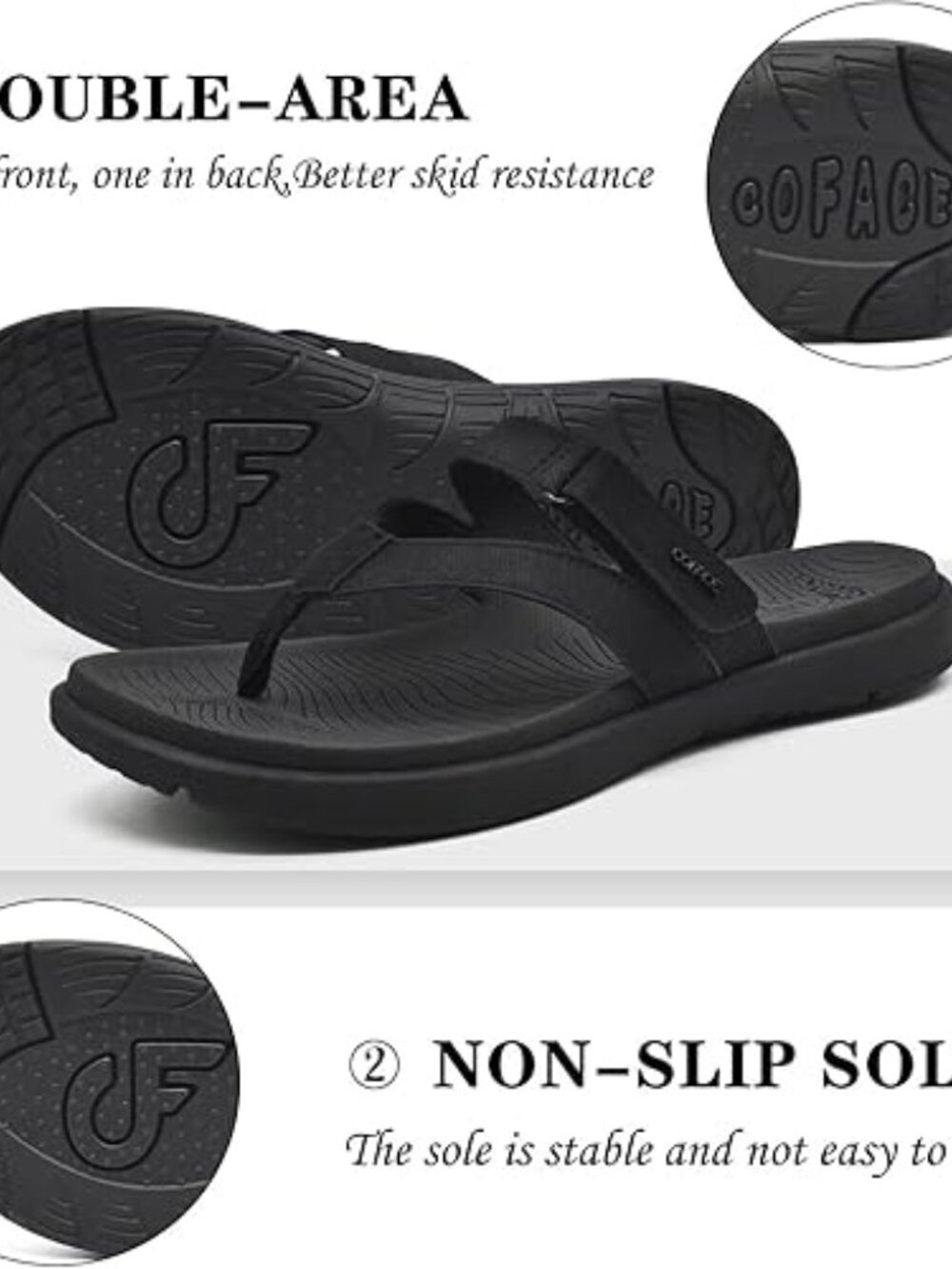 Coface Women's Black Adjustable Slide Sandals